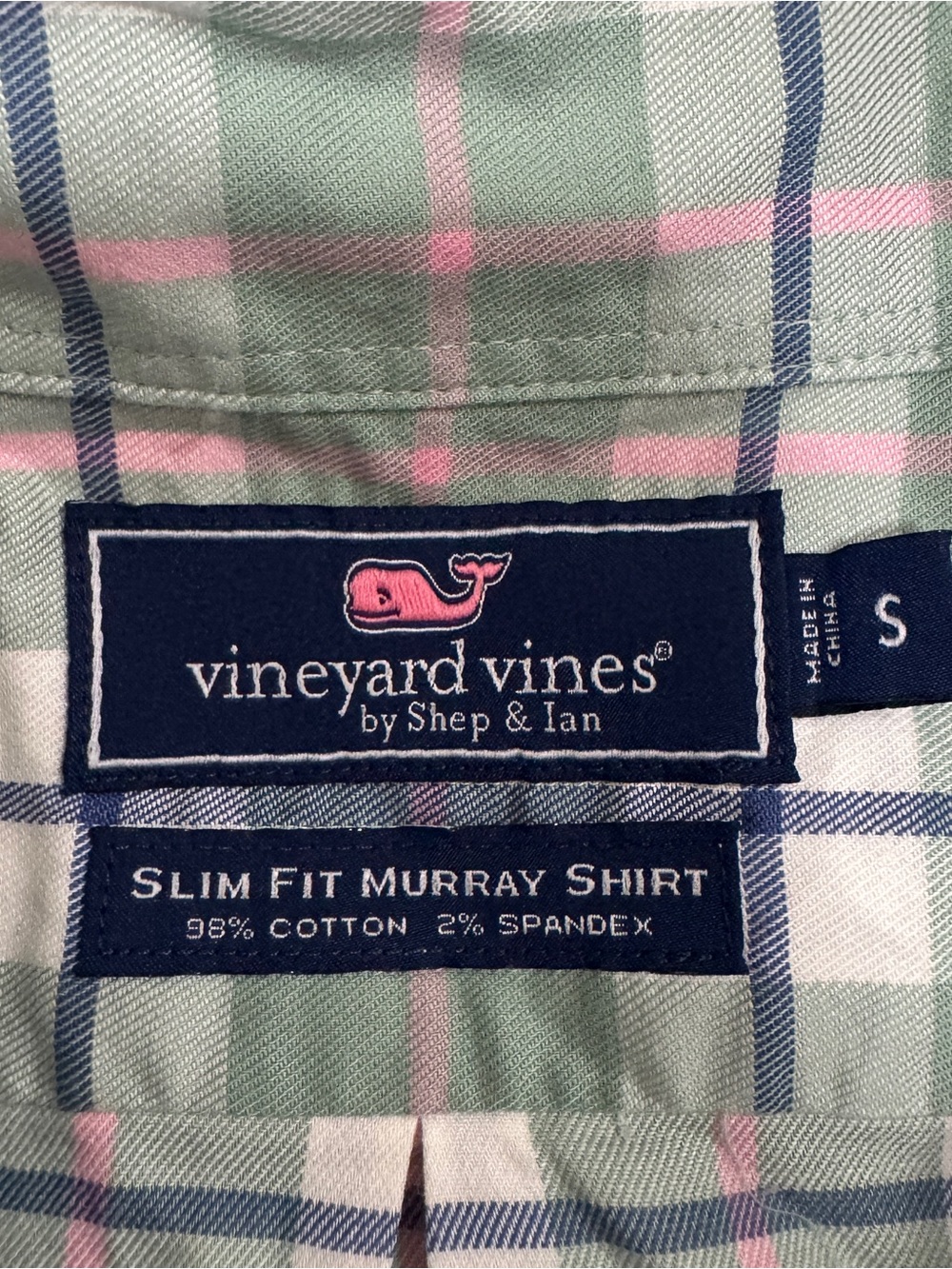 Vineyard Vines Mint Green and White Plaid Button-Down Shirt - Picture 2 of 5